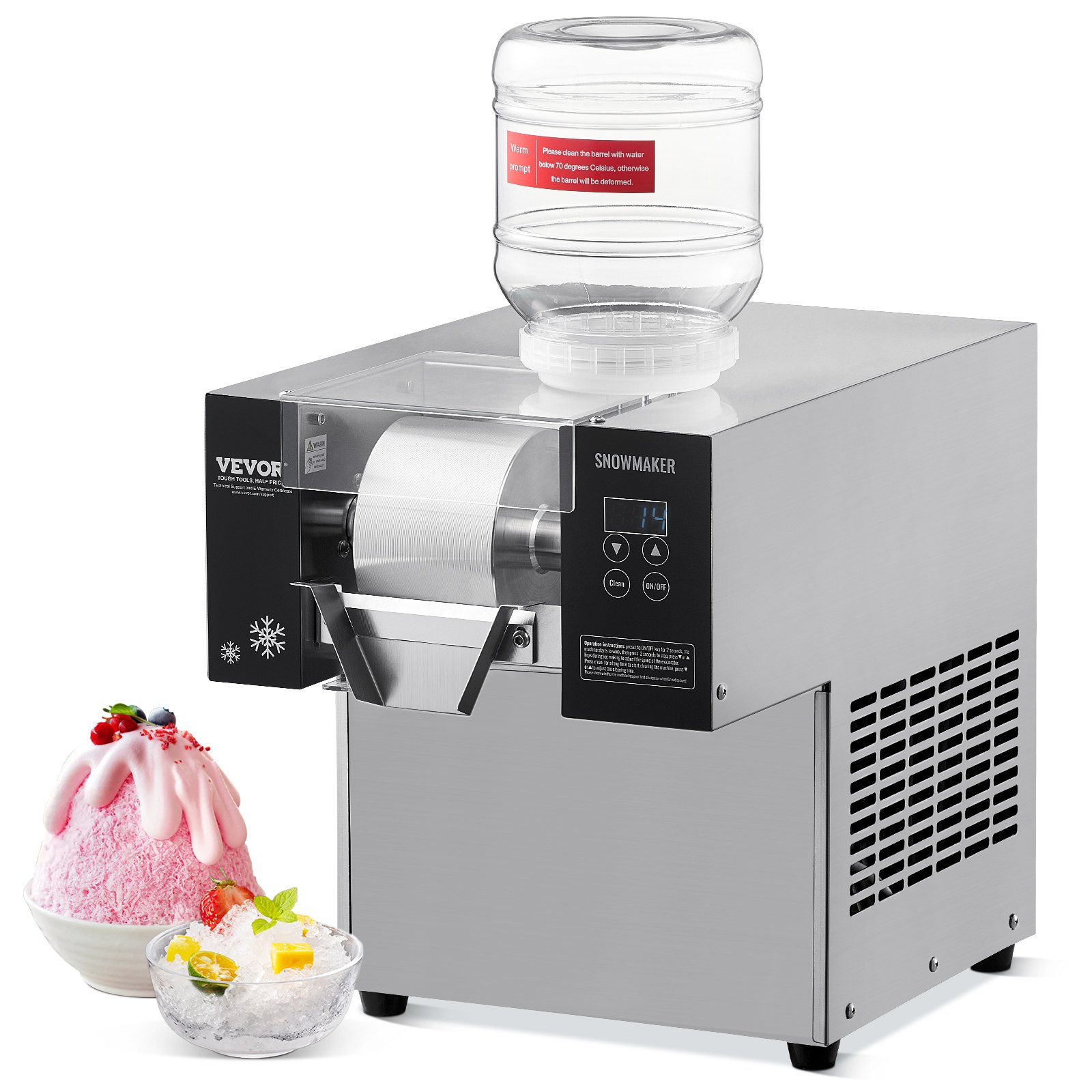 VEVOR Commercial Snowflake Ice Machine, 80 kg/24h Snowflake Ice Maker, Electric Snow Cone Maker with Air Cooling System & Touch Screen for Bakery & Cafe