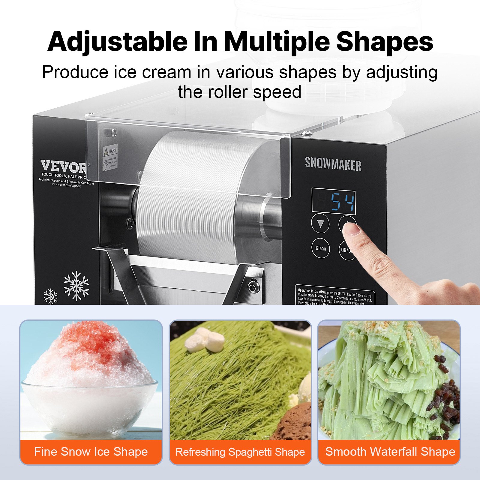 VEVOR Máquina de Hielo en Forma de Copos de Nieve 80 kg/24 h Máquina para Raspar Hielo Acero Inoxidable Sistema de Enfriamiento por Aire para Rápida Disipación del Calor para Panaderías, Cafeterías