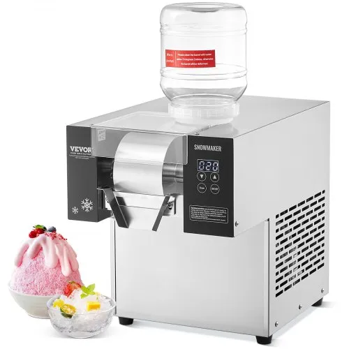 VEVOR Máquina de Hielo en Forma de Copos de Nieve 170 kg/24 h Máquina para Raspar Hielo Acero Inoxidable Sistema de Enfriamiento por Aire para Rápida Disipación del Calor para Panaderías, Cafeterías