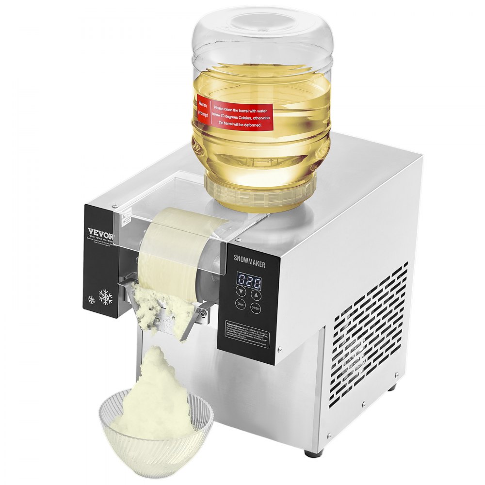 VEVOR Commercial Snowflake Ice Machine, 170kg/Day Snowflake Ice Maker, Stainless Steel Ice Shaver, Electric Snow Cone Maker, Air Cooling System for Bakery & Cafe