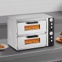 VEVOR Pizza Oven Electric, 18" Double-Deck Commercial Countertop Pizza Oven, 842°F Max Temp, Indoor Pizza Maker with Thermometer, Independent Upper & Lower Temp Control & Timer for Home Restaurant