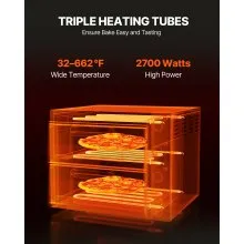 VEVOR Horno de Pizza de Encimera Comercial Eléctrico 520 x 430 x 430 mm 2 Capas