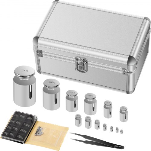 Conjunto De Peso De Calibración 25pcs 1mg-1kg Acero Inoxidable Pinzas Bolsillo