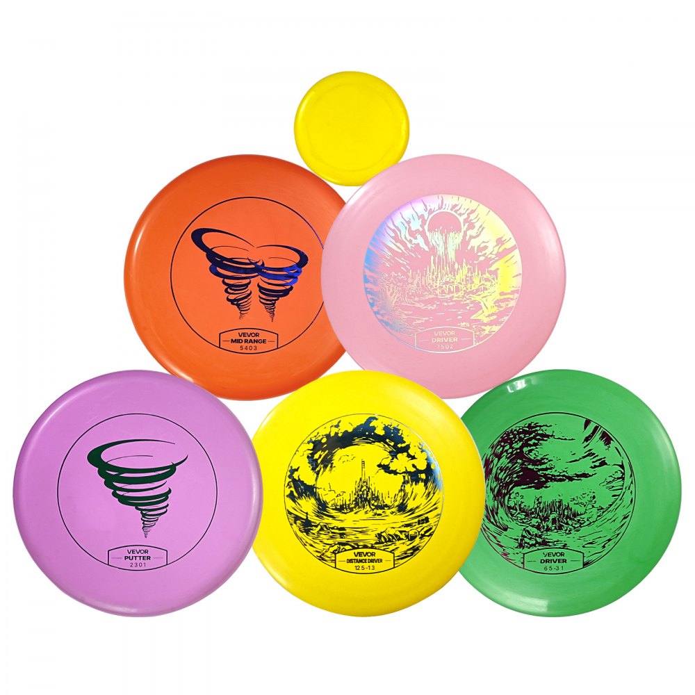VEVOR Juego de 5 Piezas para Principiantes de Disco Golf para Entrenamiento de Fuerza Corporal Completo, con Putter, Driver de Rango Medio y Mini Marcador, para Jardín, Césped, Playa y Exteriores