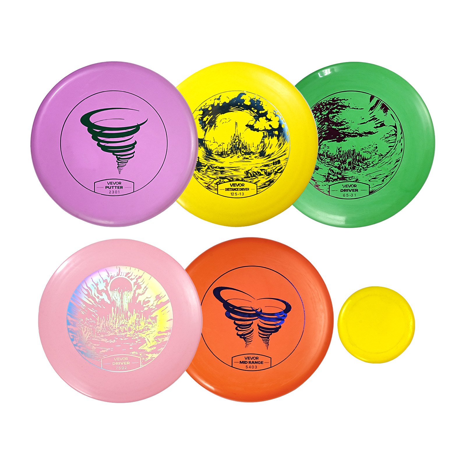 VEVOR Juego de 5 Piezas para Principiantes de Disco Golf para Entrenamiento de Fuerza Corporal Completo, con Putter, Driver de Rango Medio y Mini Marcador, para Jardín, Césped, Playa y Exteriores