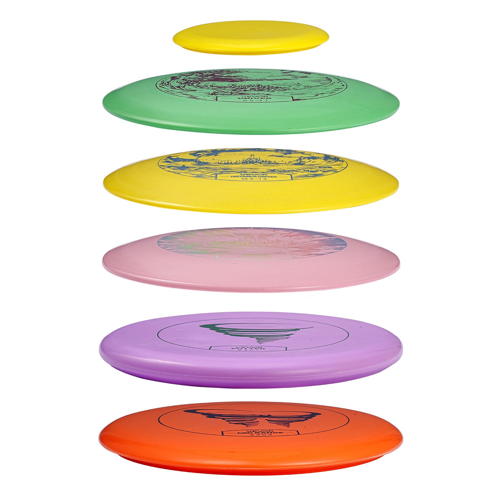 VEVOR Juego de 5 Piezas para Principiantes de Disco Golf para Entrenamiento de Fuerza Corporal Completo, con Putter, Driver de Rango Medio y Mini Marcador, para Jardín, Césped, Playa y Exteriores
