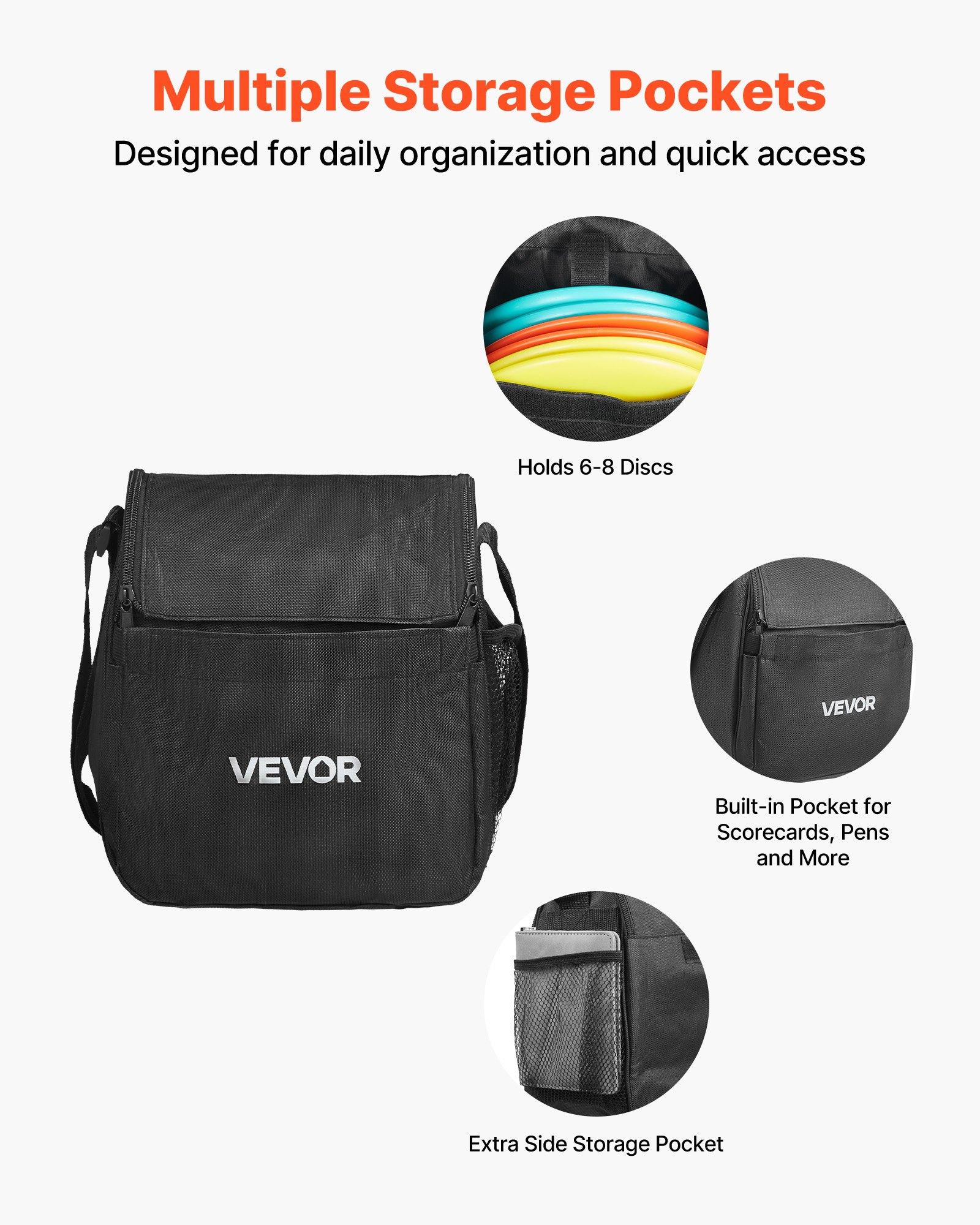 VEVOR Juego de Disco Golf 6 + 1 Piezas para Principiantes, Incluye Putter, Driver de Gama Media, Mini Marcador y Mochila Portátil, TPE, Ideal para Jardín, Césped, Playa y Parque al Aire Libre