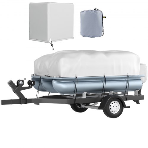VEVOR Fundas para Barco de 17-20 Pies Cubierta del Barco Tela Oxford 600D Cubierta de Barco Impermeable 6,2 x 3,6 m Cubiertas de pontón Exterior de Poste 137 cm Cubierta Protectora del Motor