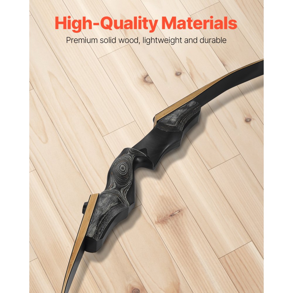 VEVOR Kit de Arco y Flechas Recurvos, Madera, Paquete de Arco Recurvo Ergonómico para Diestros, para Entrenamiento al Aire Libre, Práctica Caza, de Principiante a Avanzado, Peso de Tiro 22,68 kg