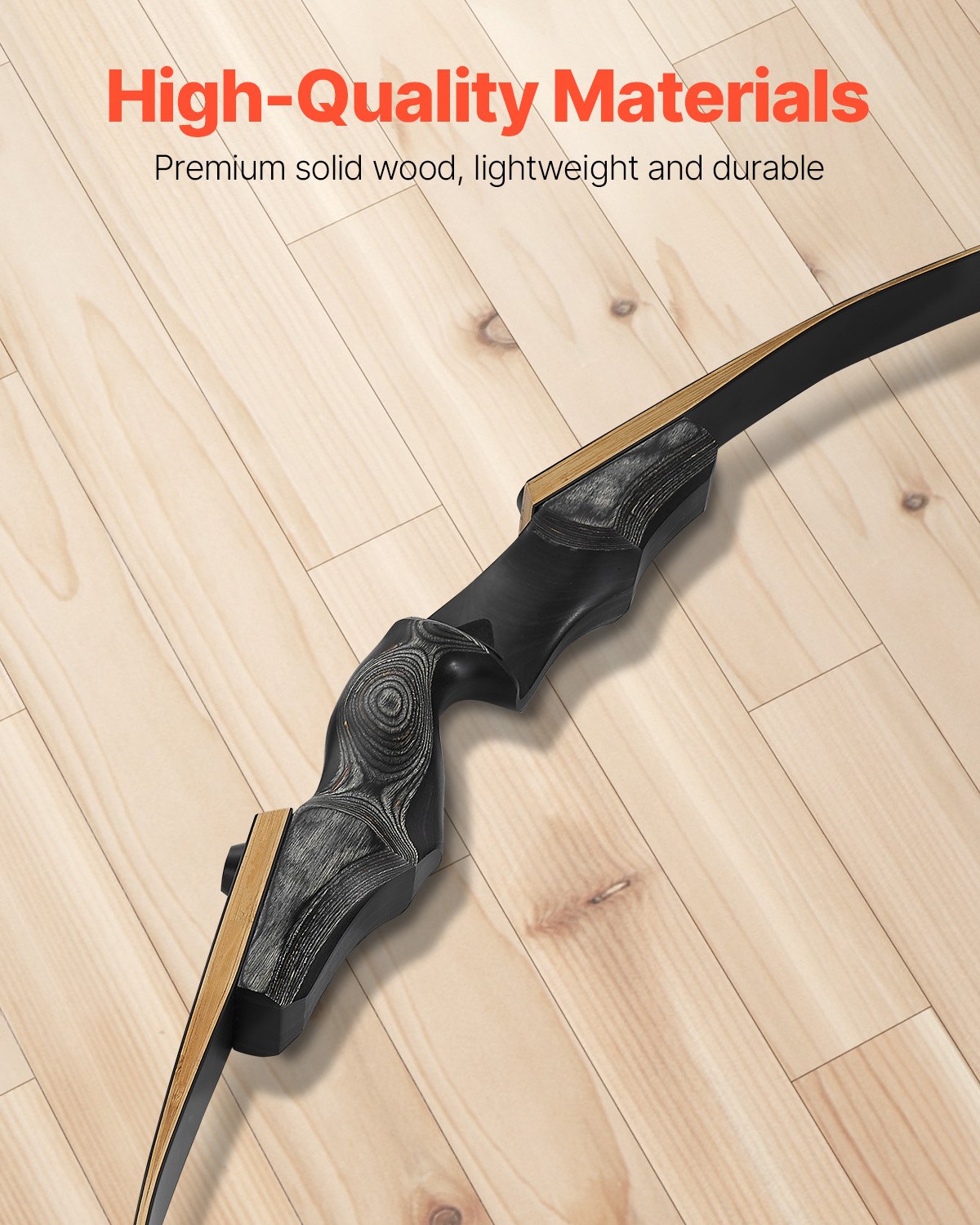 VEVOR Kit de Arco y Flechas Recurvos, Madera, Paquete de Arco Recurvo Ergonómico para Diestros, para Entrenamiento al Aire Libre, Práctica Caza, de Principiante a Avanzado, Peso de Tiro 22,68 kg