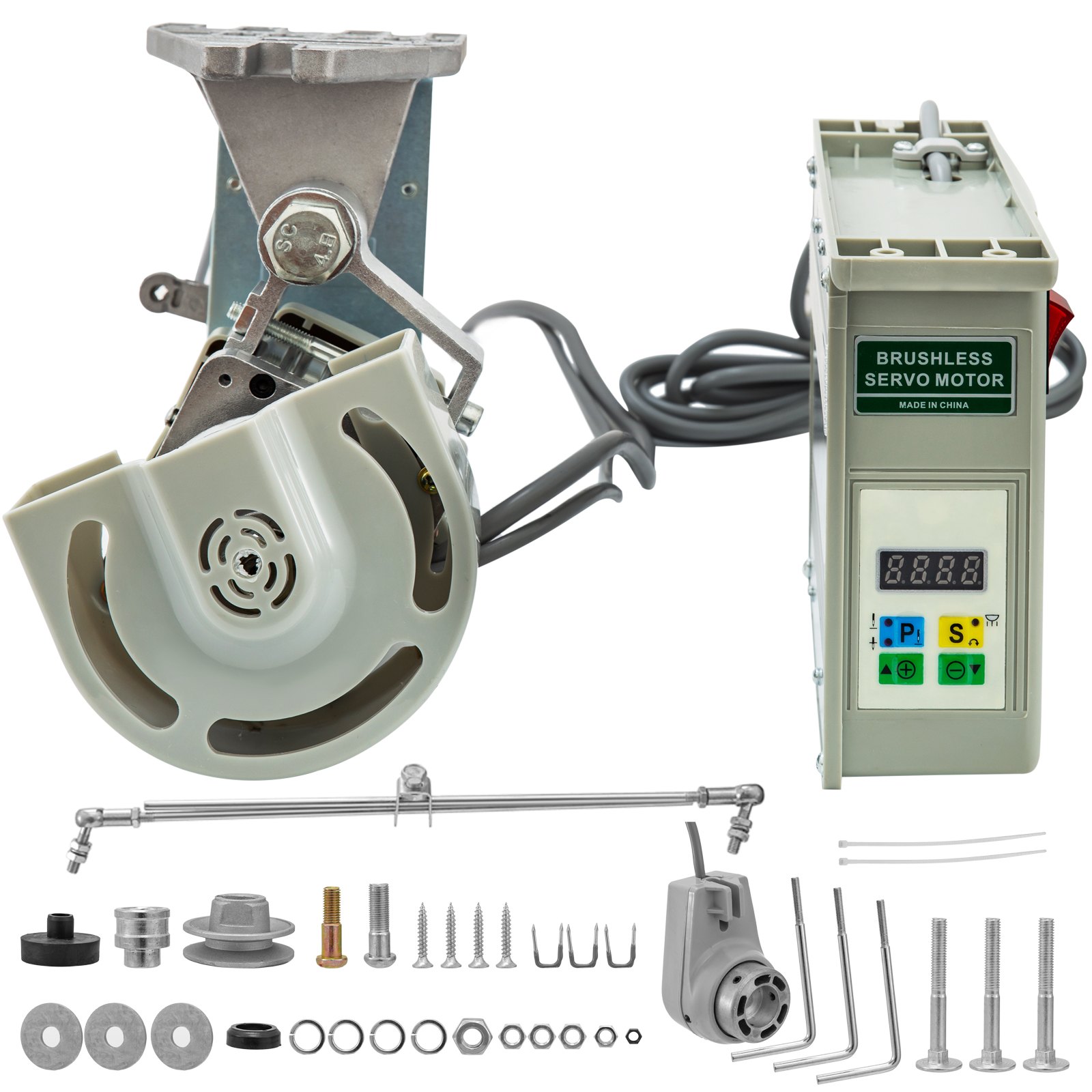 VEVOR Motor de La Máquina de Coser 750 W 220 V Servomotor de Ahorro de Energía Sin Escobillas 1 HP 500-3500 RPM Máquina de Coser Industrial con Posicionador de Agujas Embrague Silencioso y Sensible