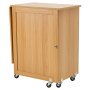 VEVOR Mesa de Costura Plegable Mesa Multiusos para Máquina de Coser con Diseño Compacto, Ruedas Bloqueables, Estantes, Bandejas de Almacenamiento, Clavijas de Madera y Puertas Magnéticas, Color Madera