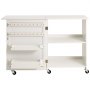 VEVOR Mesa de Costura Plegable, Mesa Multiusos para Máquina de Coser con Diseño Compacto, Ruedas Bloqueables, Estantes, Bandejas de Almacenamiento, Clavijas de Madera y Puertas Magnéticas, Blanco