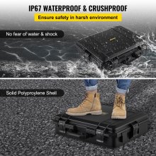 VEVOR Maletín Rígido de Portátil 15-17" Estuche Rígido Impermeable 46x36x13 cm Estuche Rígido de Transporte Estanco al Agua IP67 A Prueba de Aplastamiento, Material de Polipropileno para Exterior