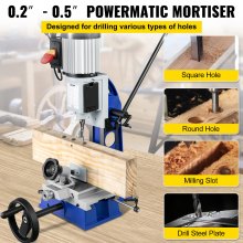 VEVOR Mortajadora De Mesa, 1/2 HP, 1700 RPM, Taladro De Columna Con Banco De Trabajo Móvil, Mortajadora Hueca, Para Perforar Agujeros Redondos, Cuadrados O Cuadrados Especiales En Madera