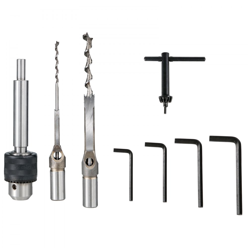 VEVOR Máquina Embutidora para Trabajar la Madera 550 W, 2,800 RPM, Máquina Embutidora de Banco, Máquina de Mortaja Cincel Hueco Mortaja con Juegos de Brocas de Cincel, para Agujeros Redondos 13mm
