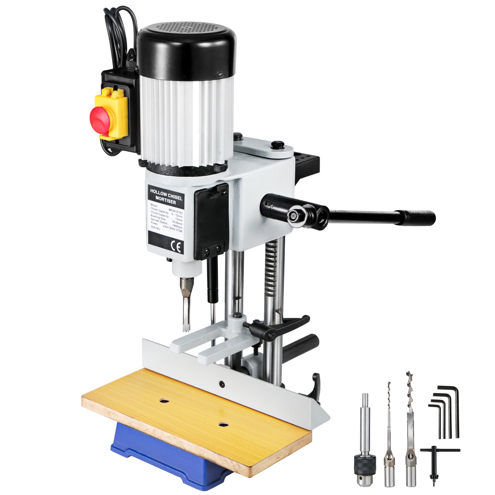 VEVOR Máquina Embutidora para Trabajar la Madera 550 W, 2,800 RPM, Máquina Embutidora de Banco, Máquina de Mortaja Cincel Hueco Mortaja con Juegos de Brocas de Cincel, para Agujeros Redondos 13mm