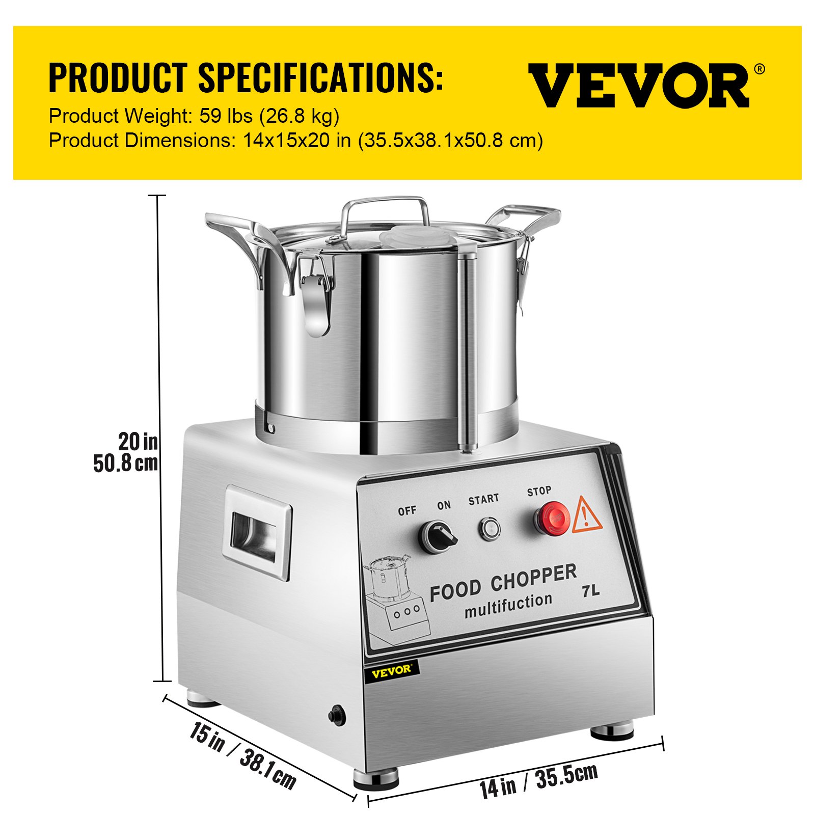 Procesador De Alimentos 750w 6l Acero Inoxidable Restaurantes Cocinas Domésticas