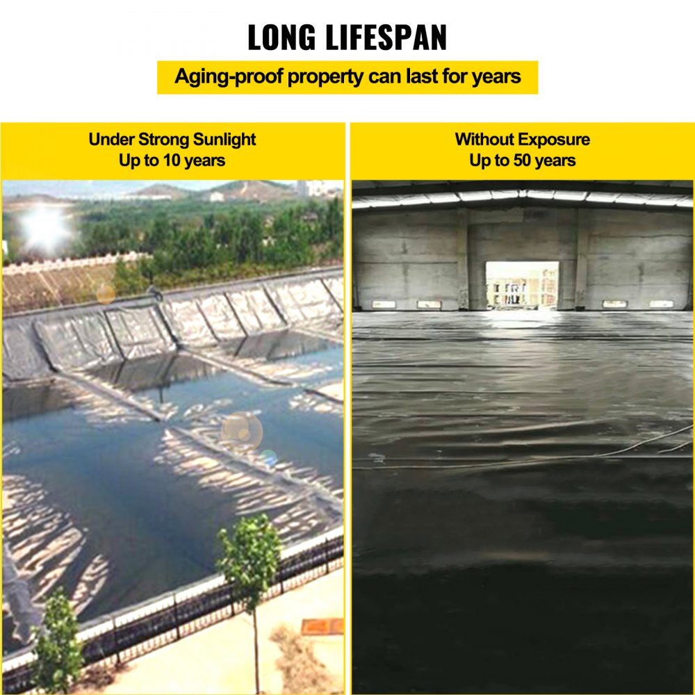 VEVOR Revestimiento para Estanques LLDPE 6x7,6m Revestimiento para Estanques Grosor de 0,5mm Capa Plegable Base de Membrana Fácil de Cortar para Estanques de Peces, Juegos Acuáticos, Cascadas, Fuentes