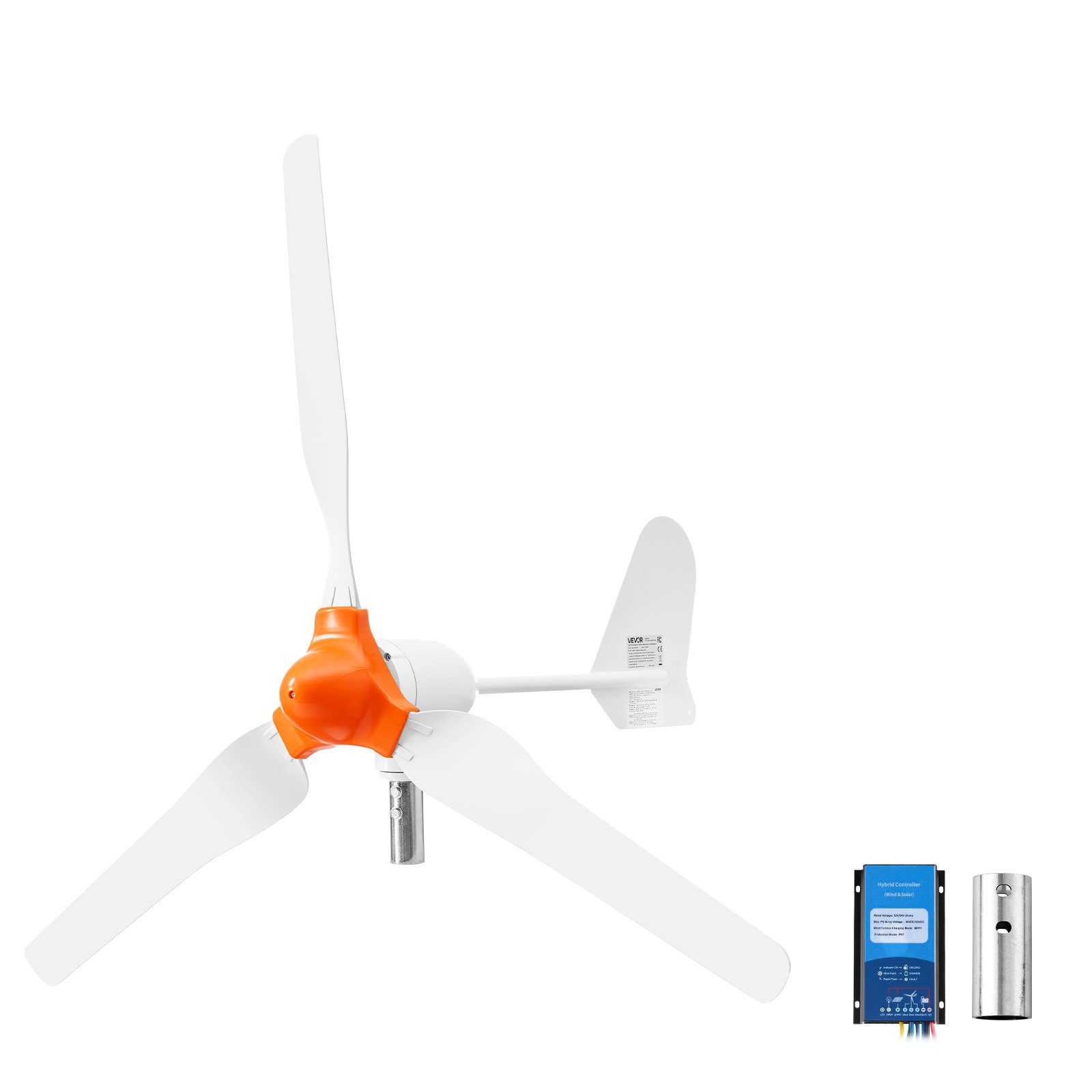 VEVOR Generador Eólico 12 V 1000 W Turbina Eólica de 3 Palas, Aerogenerador con Controlador Híbrido Eólico-Solar, Arranque de 2,5 m/s, Protección IP67, para Casa Granja Barco Autocaravana Panel Solar