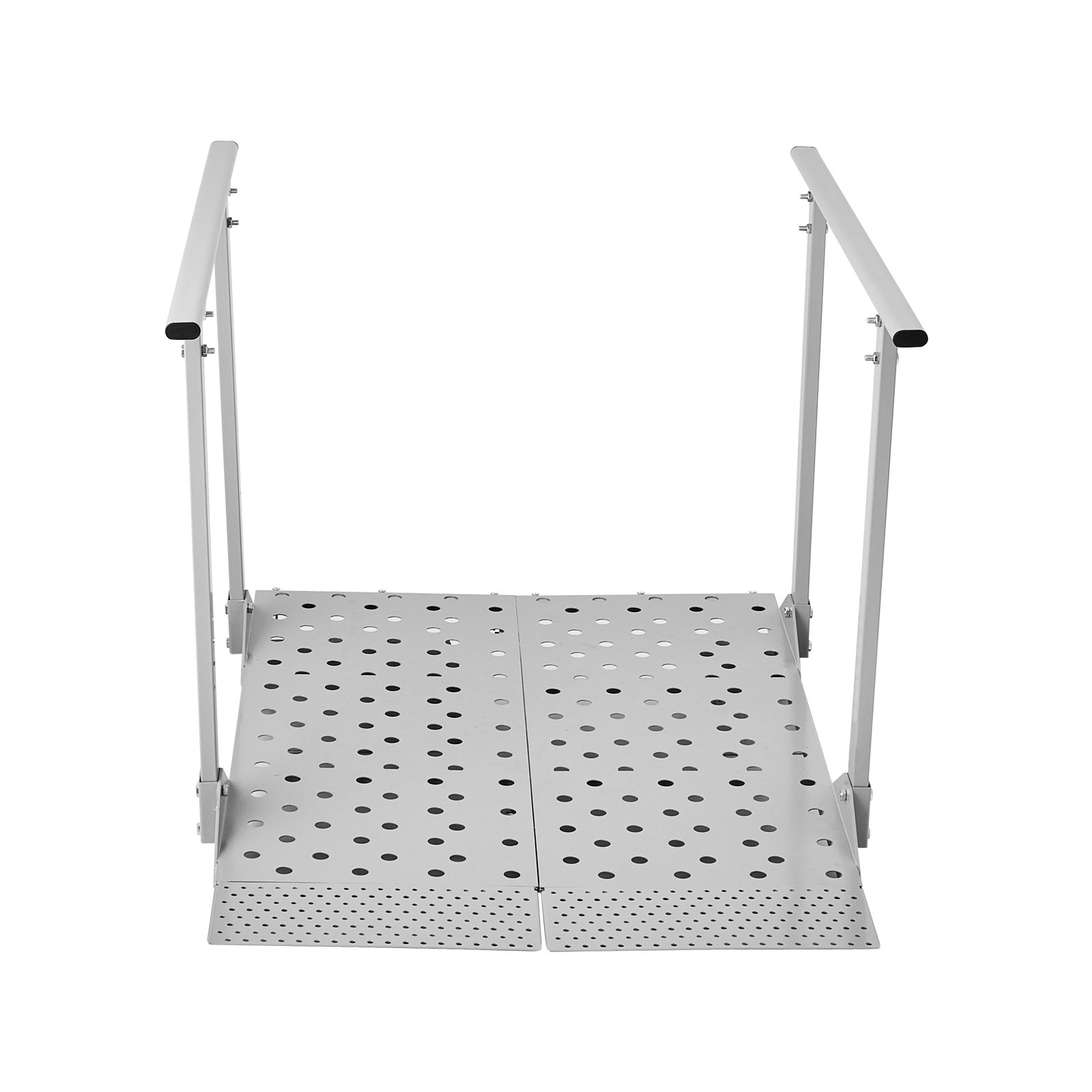 VEVOR Rampa para Silla de Ruedas con Pasamanos 1140 x 850 mm, Rampa de Umbral de Hierro Antideslizante, Capacidad de 199,6 kg para Escalones, Puertas, Bordillos, Andadores, Scooters, Uso Residencial