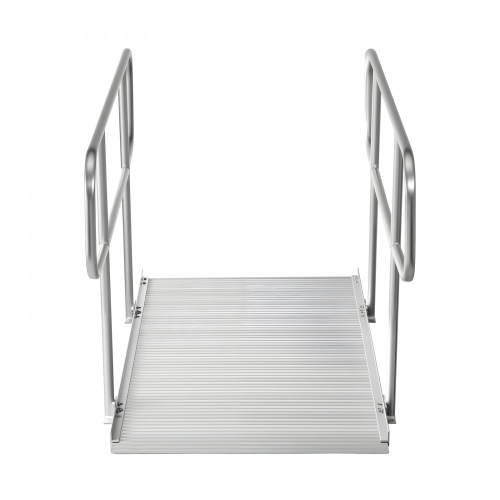 VEVOR Rampa para Silla de Ruedas con Pasamanos 1806 x 830 mm, Rampa de Umbral de Aluminio Antideslizante con Patas Ajustables, Capacidad de 454 kg para Puertas Entradas Andadores Escalones y Scooters