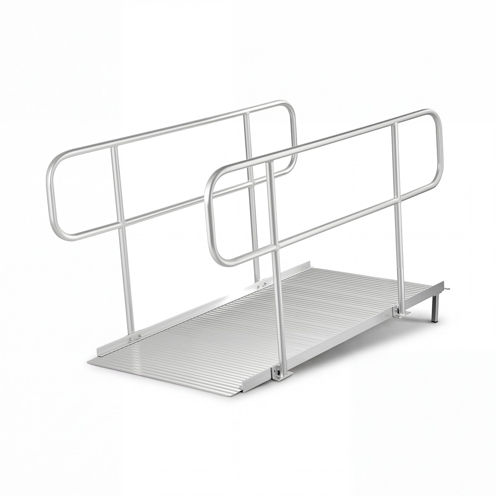 VEVOR Rampa para Silla de Ruedas con Pasamanos 1806 x 830 mm, Rampa de Umbral de Aluminio Antideslizante con Patas Ajustables, Capacidad de 454 kg para Puertas Entradas Andadores Escalones y Scooters