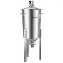 VEVOR Recipiente de Fermentación Cónico de Acero Inoxidable, 30 L, para Elaboración Casera de Cerveza y Vino, Caldera de Fermentación con Fondo Cónico, Patas Extensibles, Tapa, Asa y Termómetro