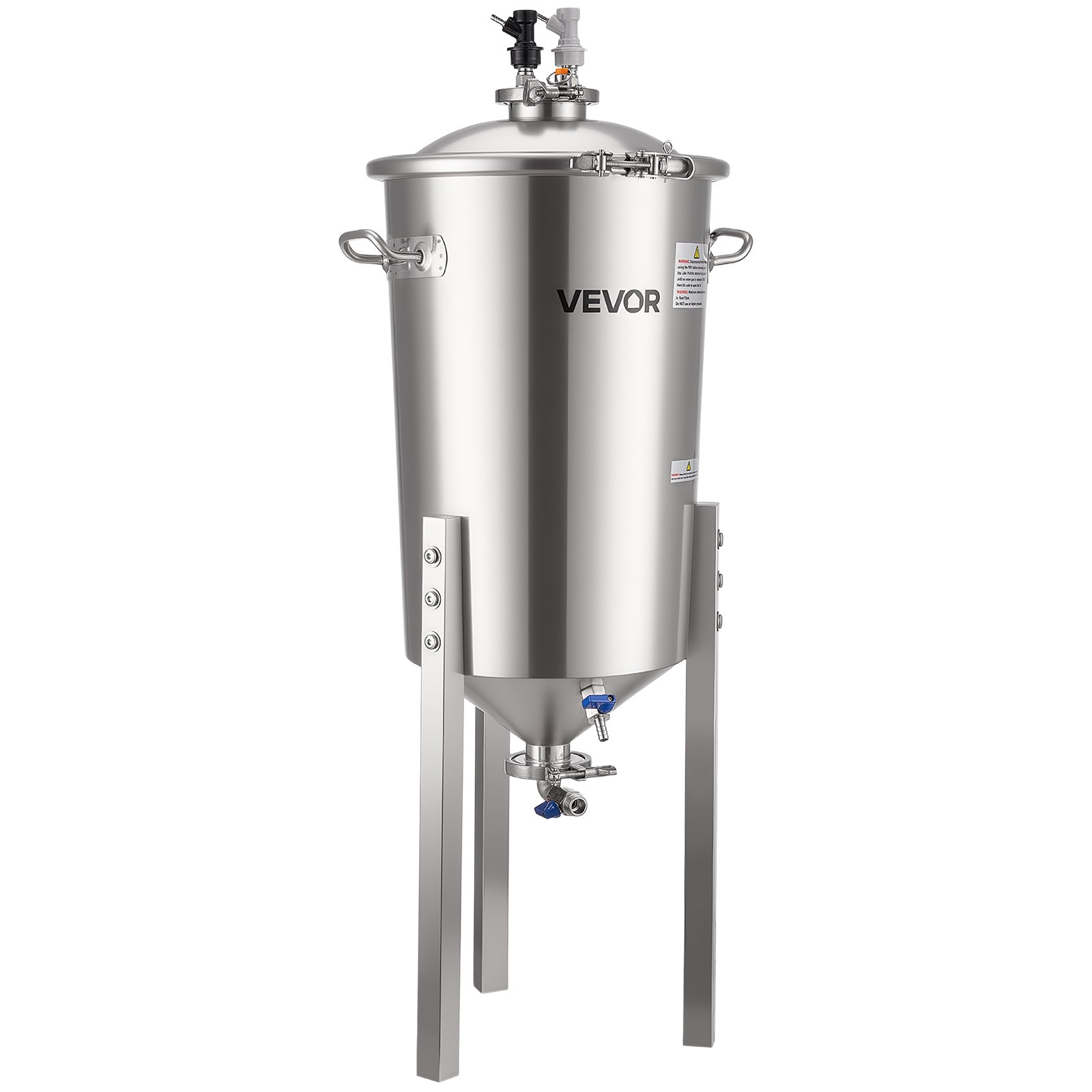 VEVOR Stainless Steel Conical Fermenter, 8 Gal/30L Home Brewing Fermenation Tank, Brew Bucket Fermentor with Conical Bottom, 3 Adjustable Legs, Lid, Handle & Thermometer, for Wine, Beer Fermentation