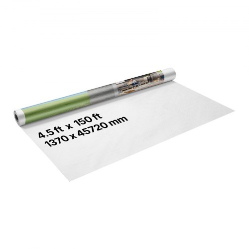 VEVOR Barrera de Vapor, 1,37 x 45,72 m, Impermeabilizante, de Plástico, 0,13 mm de Grosor, Lona Resistente al Desgarro, Bloquea la Humedad, para Construcción y Renovación de Edificios, Blanco