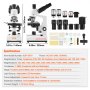 VEVOR Microscopio Compuesto Trinocular Microscopio Biológico 40X-5000X Enfoque Fino y Grueso de Precisión con Interfaz de Etapa 2 Capas para Computadora o Monitor Externo Investigación Educativa