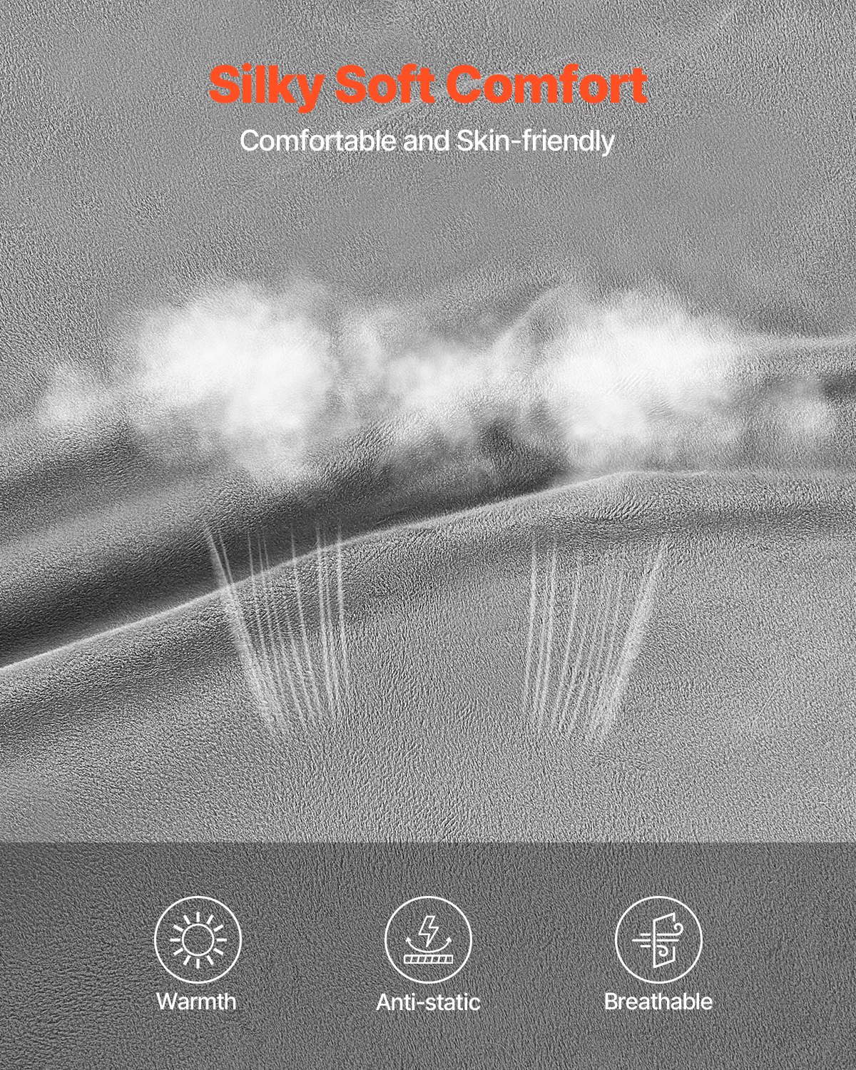 VEVOR Bean Bag Sofa Chair (1118 x 1143 x 780 mm) with Armrests for Adults, Fluffy Plush & High-Density Foam Filling, Bean Bag with Zapper, Lazy Sofa for Bedroom, Gray