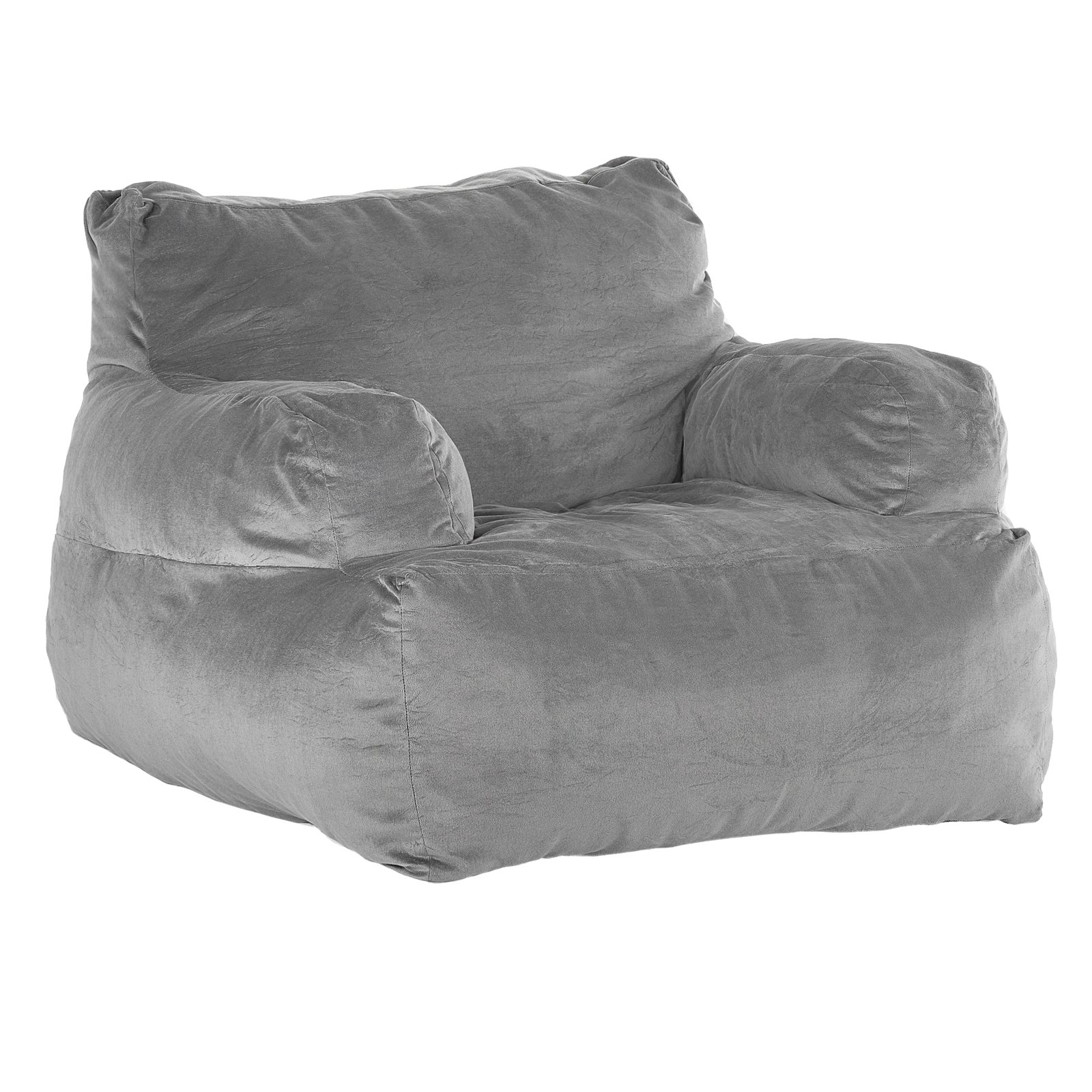 VEVOR Bean Bag Sofa Chair (1118 x 1143 x 780 mm) with Armrests for Adults, Fluffy Plush & High-Density Foam Filling, Bean Bag with Zapper, Lazy Sofa for Bedroom, Gray