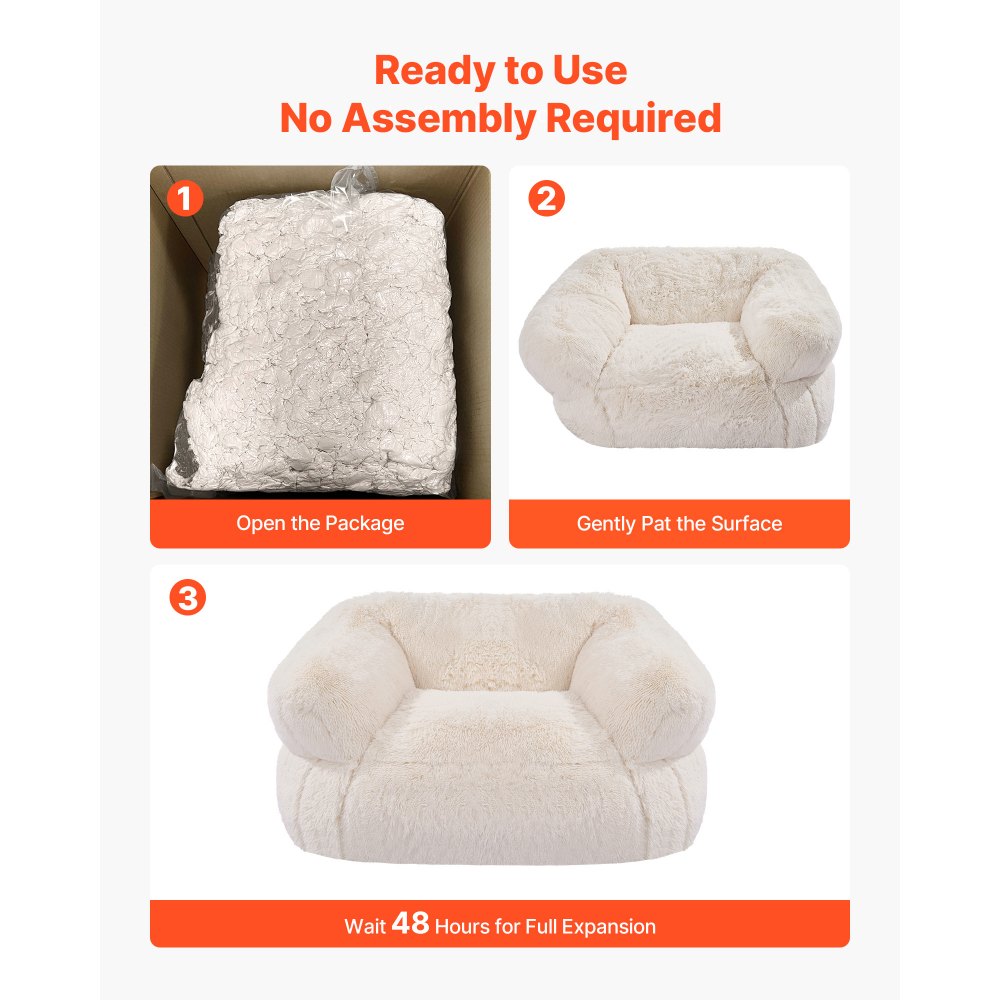 VEVOR Sofá Puf para Adultos con Reposabrazos y Relleno de Espuma de Alta Densidad, Cómodo y Agradable para la Piel, Ideal para Ver la Televisión, Leer o Relajarse, Color Beige, 480 x 430 x 400 mm