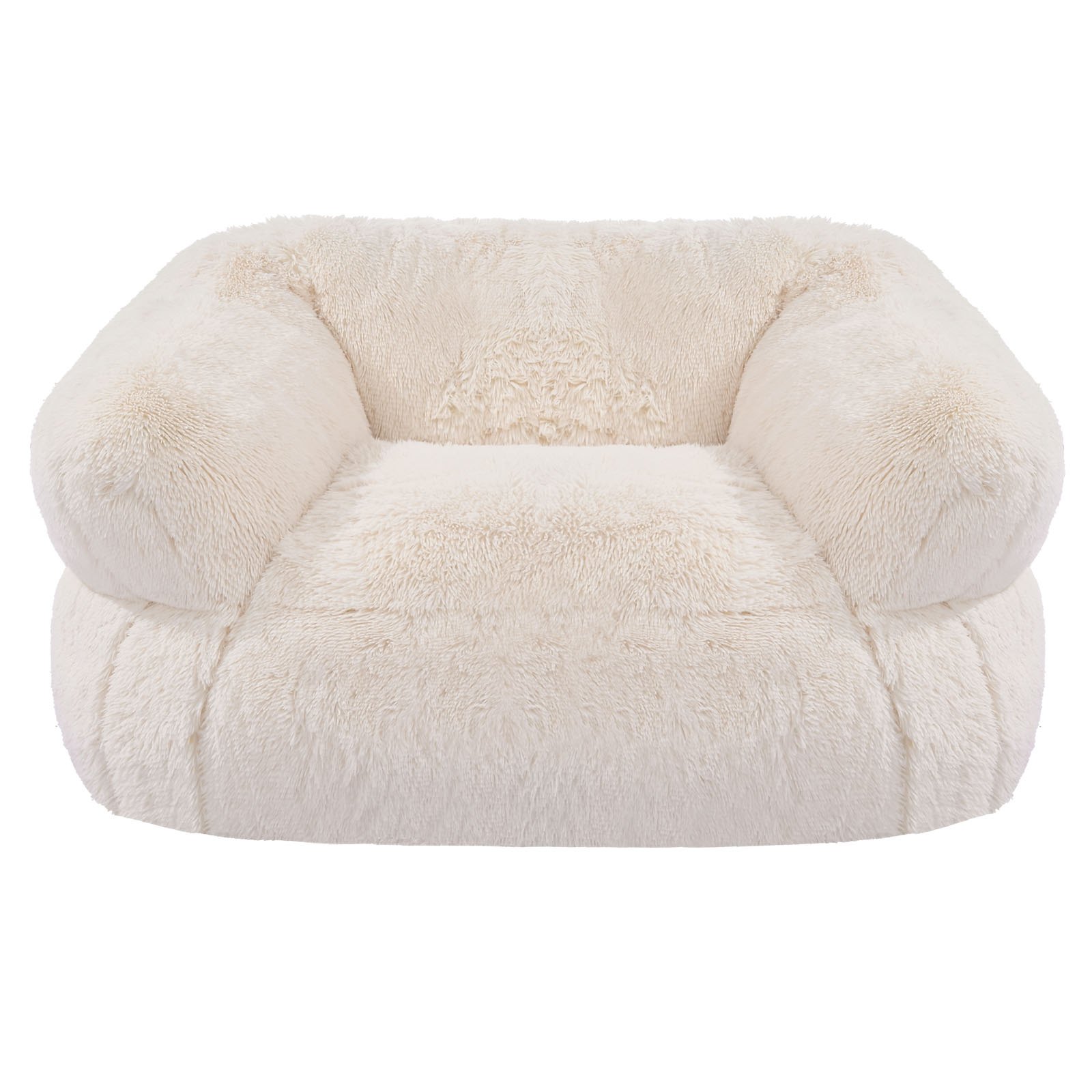 VEVOR Sofá Puf para Adultos con Reposabrazos y Relleno de Espuma de Alta Densidad, Cómodo y Agradable para la Piel, Ideal para Ver la Televisión, Leer o Relajarse, Color Beige, 480 x 430 x 400 mm