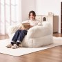 VEVOR Sillón Puff 1220 x 1190 x 711 mm con Reposabrazos para Adultos, Relleno de Felpa Esponjosa y Espuma de Alta Densidad, Sillón Puff para Adultos con Zapper para Sala de Estar, Dormitorio, Beige