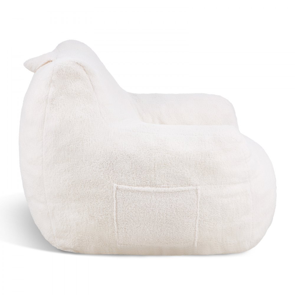 VEVOR Sillón Puf de 920 x 900 x 685 mm con Reposabrazos y Bolsillo de Almacenamiento, Relleno de Espuma Viscoelástica 25D con Funda de Terciopelo Suave, Puf de Carga de 150 kg para Dormitorio, Blanco