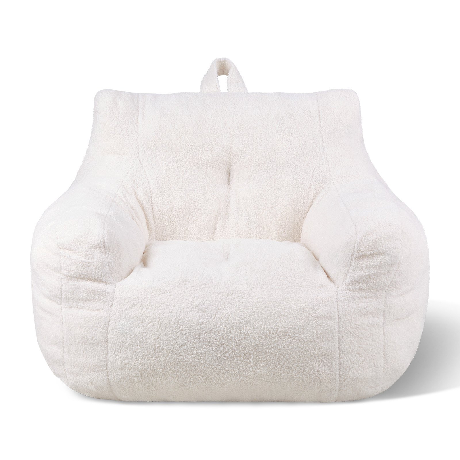 VEVOR Sillón Puf de 920 x 900 x 685 mm con Reposabrazos y Bolsillo de Almacenamiento, Relleno de Espuma Viscoelástica 25D con Funda de Terciopelo Suave, Puf de Carga de 150 kg para Dormitorio, Blanco