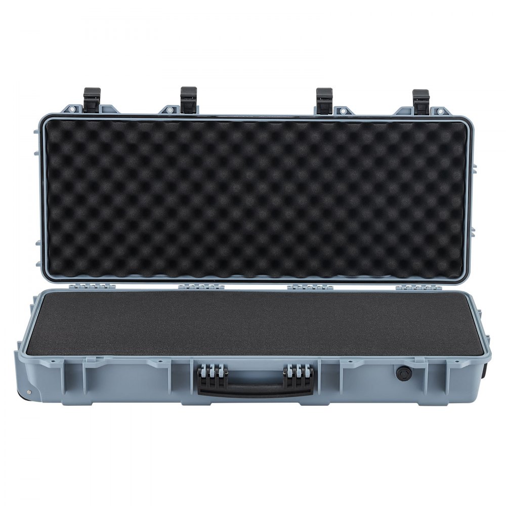VEVOR Estuche Rígido para Armas Largas, con Cerradura y Espuma Precortada de 4 Capas, Enrollable, Resistente al Agua IP67 y Polvo, 978 x 420 x 173 mm, Color Gris, para Viajes en Avión y Tren