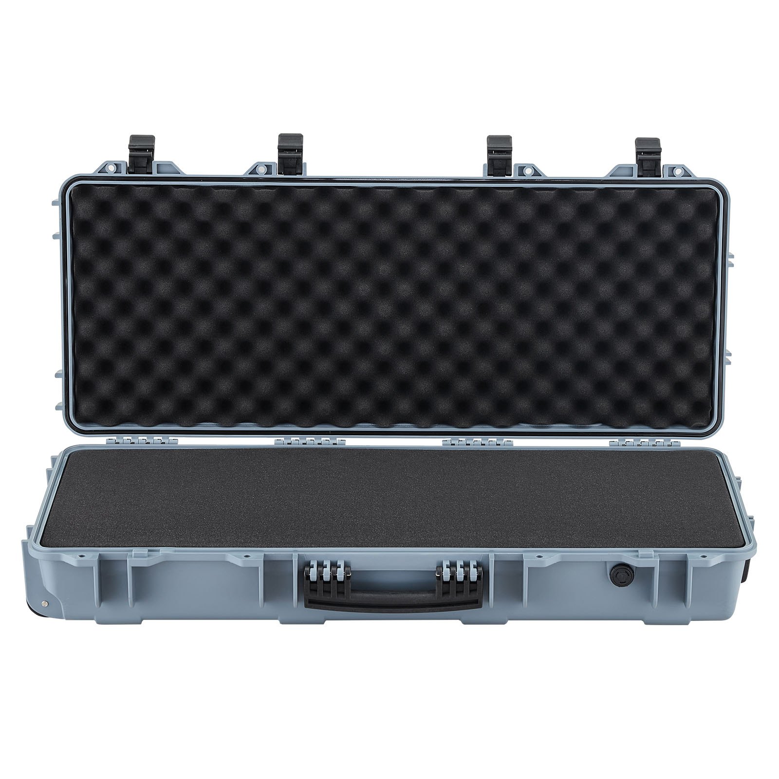 VEVOR Estuche Rígido para Armas Largas, con Cerradura y Espuma Precortada de 4 Capas, Enrollable, Resistente al Agua IP67 y Polvo, 978 x 420 x 173 mm, Color Gris, para Viajes en Avión y Tren