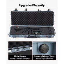 VEVOR Estuche Rígido para Armas Largas, con Cerradura y Espuma Precortada de 4 Capas, Enrollable, Resistente al Agua IP67 y Polvo, 1089 x 392 x 155 mm, Color Gris, para Viajes en Avión y Tren