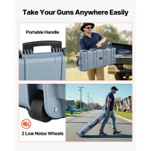 VEVOR Estuche Rígido para Armas Largas, con Cerradura y Espuma Precortada de 4 Capas, Enrollable, Resistente al Agua IP67 y Polvo, 1089 x 392 x 155 mm, Color Gris, para Viajes en Avión y Tren