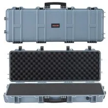 VEVOR Estuche Rígido para Armas Largas, con Cerradura y Espuma Precortada de 4 Capas, Enrollable, Resistente al Agua IP67 y Polvo, 1089 x 392 x 155 mm, Color Gris, para Viajes en Avión y Tren