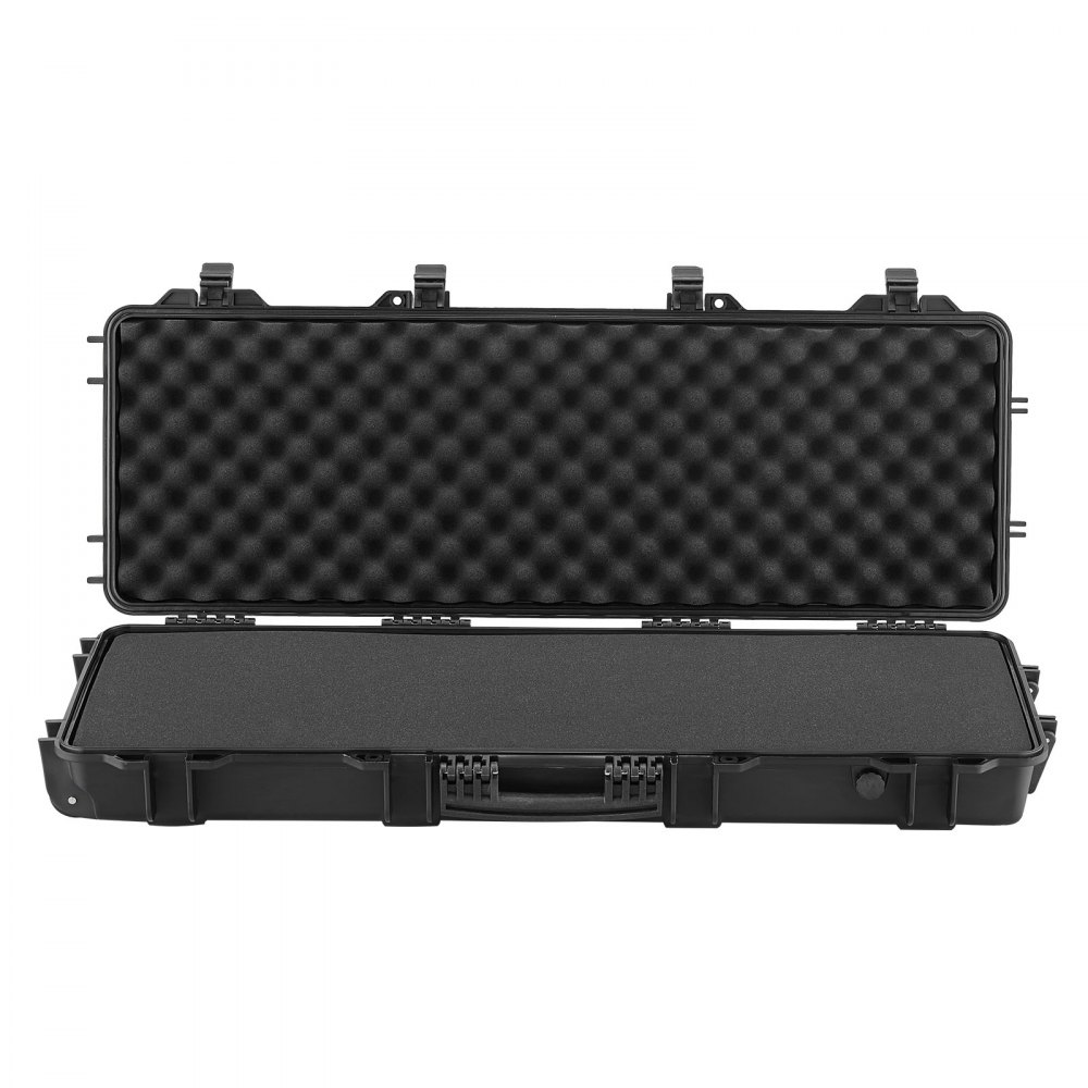 VEVOR Estuche Rígido para Armas Largas, con Cerradura y Espuma Precortada, Enrollable, Resistente al Agua IP67, 108,9 x 39,2 x 15,5 cm, Color Negro, para Viajeros, Aficionados al Tiro, y Cazadores