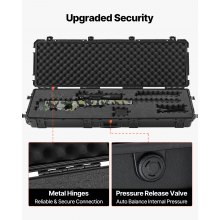 VEVOR Estuche Rígido para Armas Largas, con Cerradura y Espuma Precortada, Enrollable, Resistente al Agua IP67, 1341 x 425 x 180 mm, Color Negro, para Viajeros, Aficionados al Tiro, y Cazadores