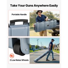 VEVOR Estuche Rígido para Armas Largas, con Cerradura y Espuma Precortada de 4 Capas, Enrollable, Resistente al Agua IP67 y Polvo, 1380 x 385 x 165 mm, Color Gris, para Viajes en Avión y Tren