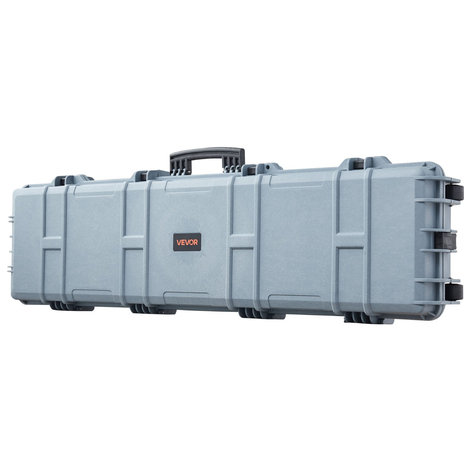 VEVOR Estuche Rígido para Armas Largas, con Cerradura y Espuma Precortada de 4 Capas, Enrollable, Resistente al Agua IP67 y Polvo, 138 x 38,5 x 16,5 cm, Color Gris, para Viajes en Avión y Tren