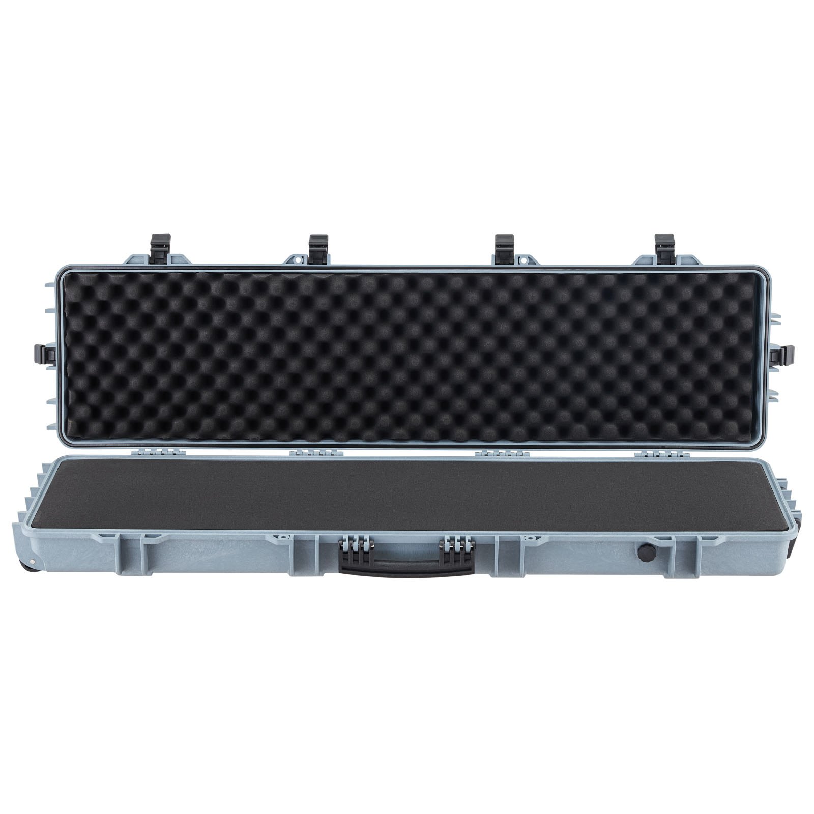 VEVOR Estuche Rígido para Armas Largas, con Cerradura y Espuma Precortada de 4 Capas, Enrollable, Resistente al Agua IP67 y Polvo, 138 x 38,5 x 16,5 cm, Color Gris, para Viajes en Avión y Tren