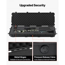 VEVOR Estuche Rígido para Armas Largas, con Cerradura y Espuma Precortada, Enrollable, Resistente al Agua IP67, 1391 x 435 x 188mm, Color Negro, para Viajeros, Aficionados al Tiro, y Cazadores