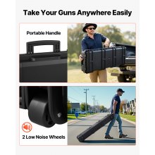 VEVOR Estuche Rígido para Armas Largas, con Cerradura y Espuma Precortada, Enrollable, Resistente al Agua IP67, 1391 x 435 x 188mm, Color Negro, para Viajeros, Aficionados al Tiro, y Cazadores